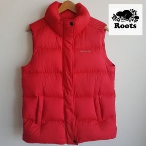 ROOTS Goose Down Puffer Vest Red M
